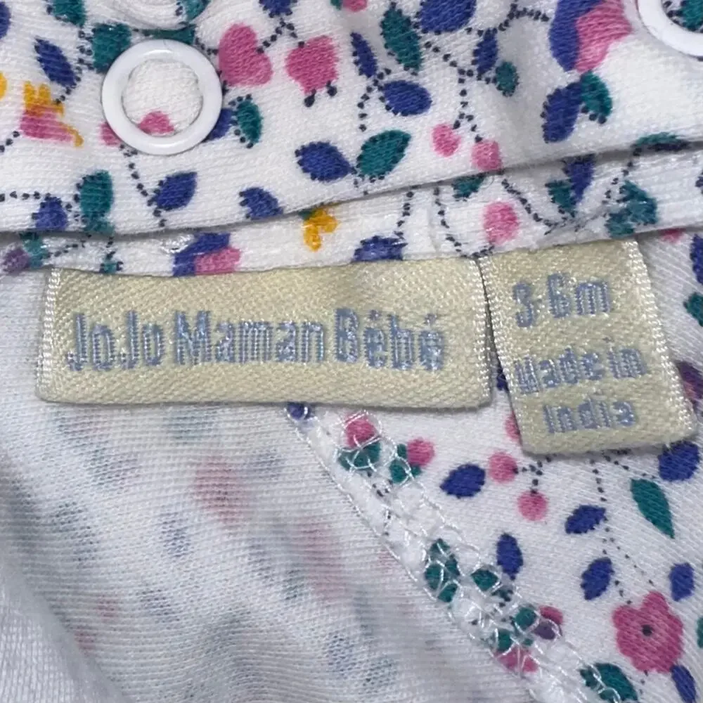 JoJo Maman Bebe White Ditsy Floral Peter Pan Collar Long Sleeve Bodysuit 3-6M